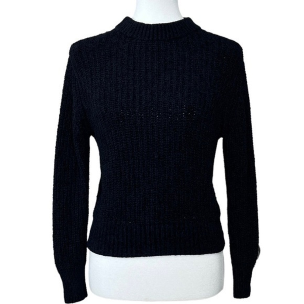Aritzia Wilfred Black Salette Chenille High Neck Pullover Sweater